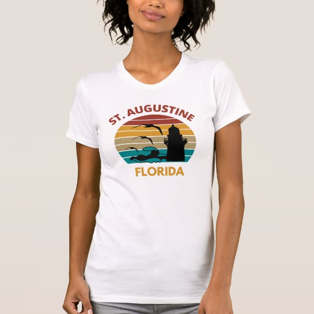St Augustine Florida Retro Sunset Design T-Shirt (Front)