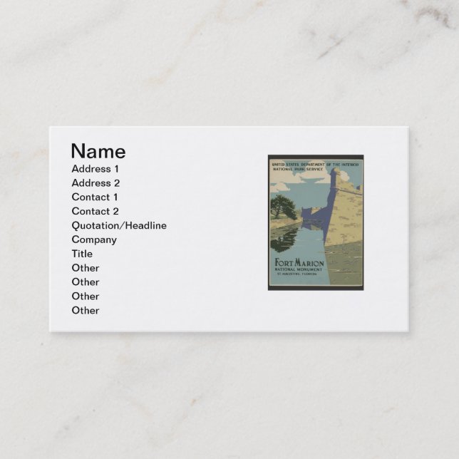 St. Augustine Florida Spanish Fort Poster Business Card (Front)