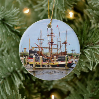 St. Augustine Florida The Black Raven Pirate Ship Ceramic Tree Decoration
