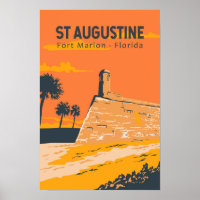 St Augustine Florida Travel Art Vintage