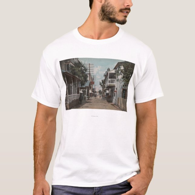 St. Augustine, Florida - View of St. George St. T-Shirt (Front)