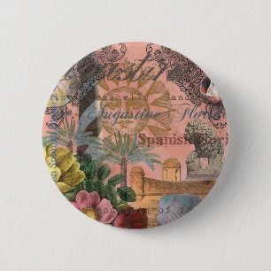 St. Augustine Florida Vintage Collage 6 Cm Round Badge
