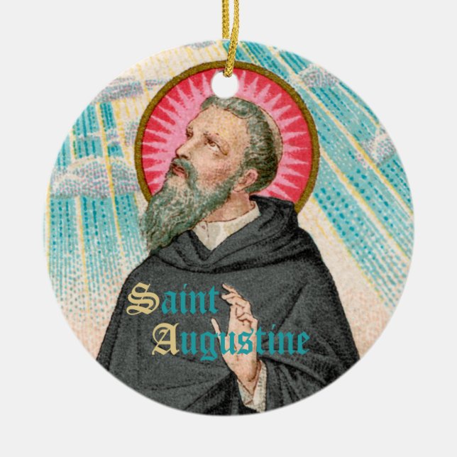 St. Augustine of Hippo (SAU 047; detail) Ceramic Tree Decoration (Front)
