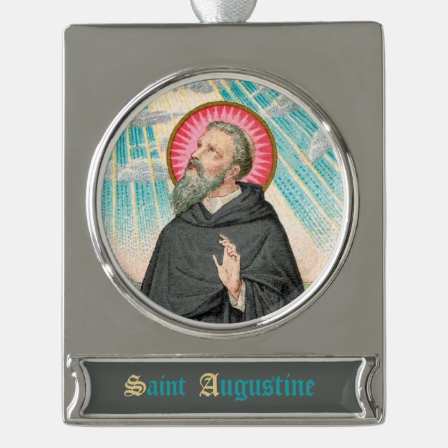 St. Augustine of Hippo (SAU 047; detail) Silver Plated Banner Ornament (Front)