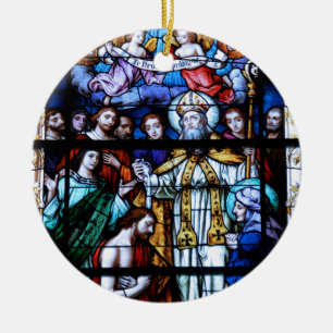 St. Augustine Stained Glass Ceramic Tree Decoration