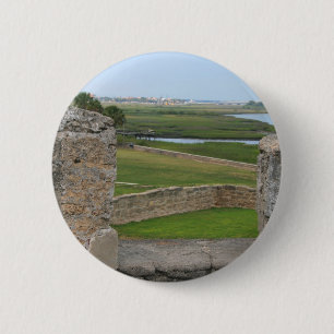 St Augustine view from castle 6 Cm Round Badge