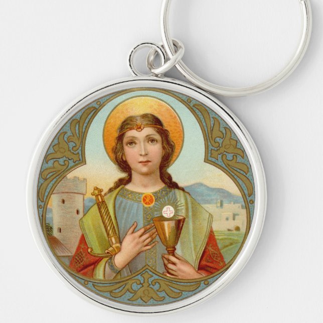 St. Barbara (BK 001) Premium Round Metal Key Ring (Front)