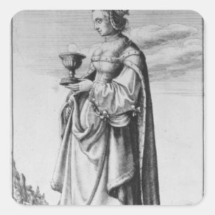 St. Barbara, etched by Wenceslaus Hollar, 1647 Square Sticker
