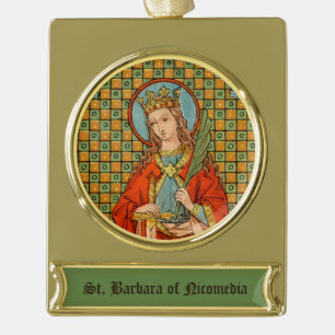St. Barbara  (JP 01) Gold Plated Banner Ornament