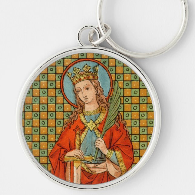 St. Barbara  (JP 01) Round Metal Key Ring (Front)
