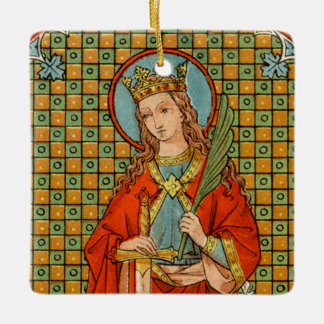 St. Barbara  (JP 01) Square Ceramic Ornament (Front)