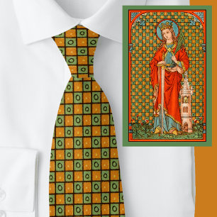 St Barbara's Squares Tie (Yellowish Orange Back)