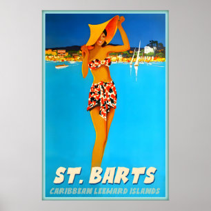 St Barts Caribbean Tropical Beach Travel Poster