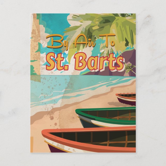 St. Barts Vintage Travel Poster Postcard (Front)