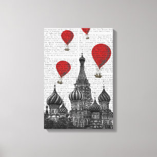 St Basil's Cathedral and Red Hot Air Balloons Canvas Print