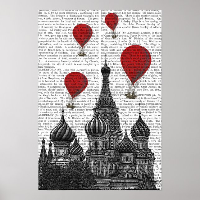 St Basil's Cathedral and Red Hot Air Balloons Poster (Front)