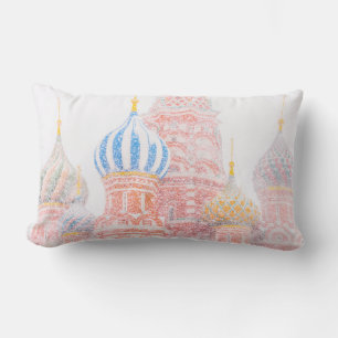 St Basil's Cathedral In Snowstorm Lumbar Cushion