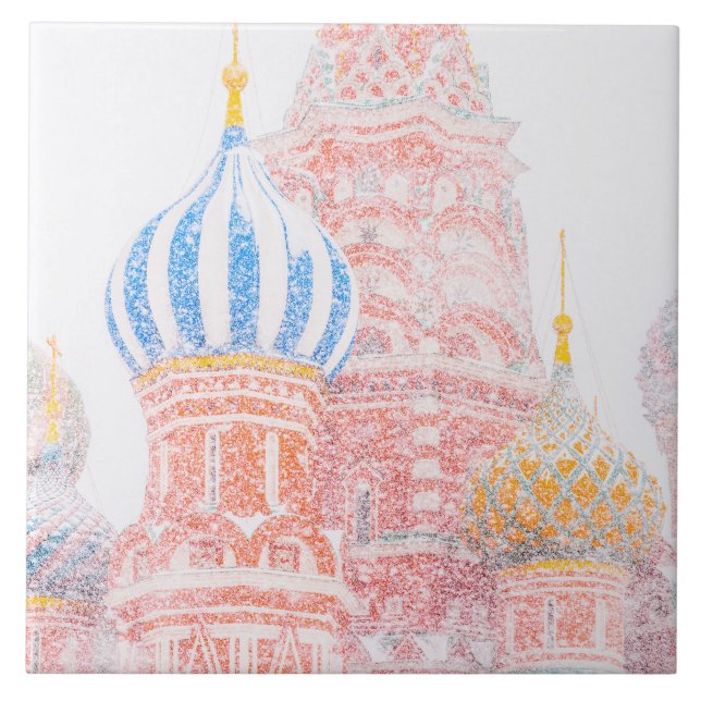 St Basil's Cathedral In Snowstorm Tile (Front)