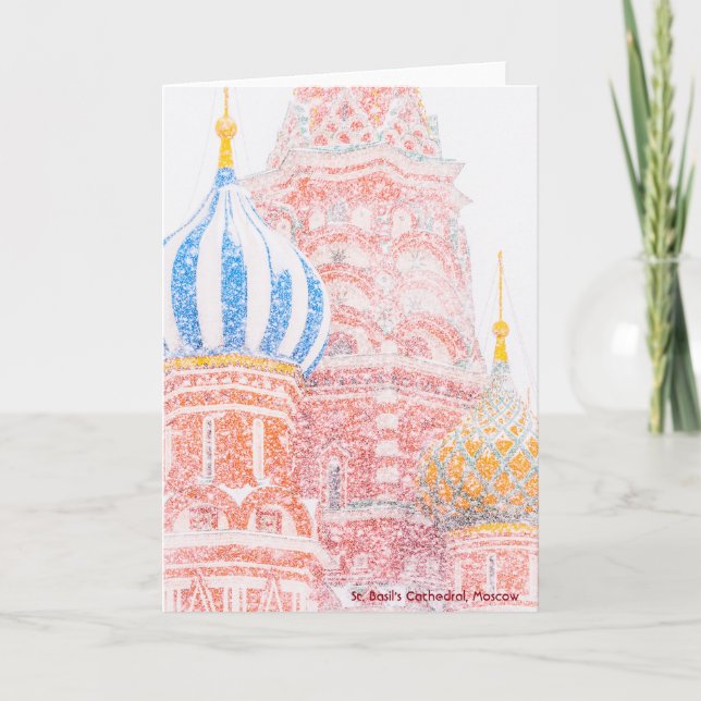 St Basil's Cathedral, Moscow, In Snowstorm Holiday Card (Front)