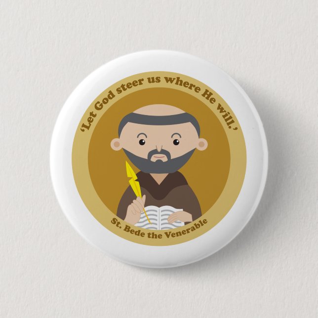 St. Bede the Venerable 6 Cm Round Badge (Front)