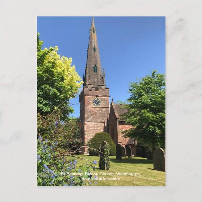 St Benedict Biscop Church Wombourne Staffordshire Holiday Postcard (Front)