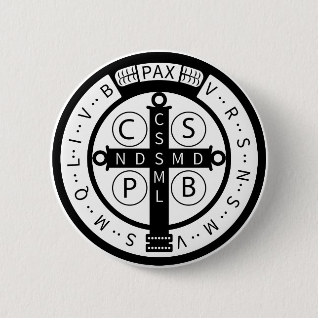 St. Benedict ""Devil-Chasing" Medal 6 Cm Round Badge (Front)