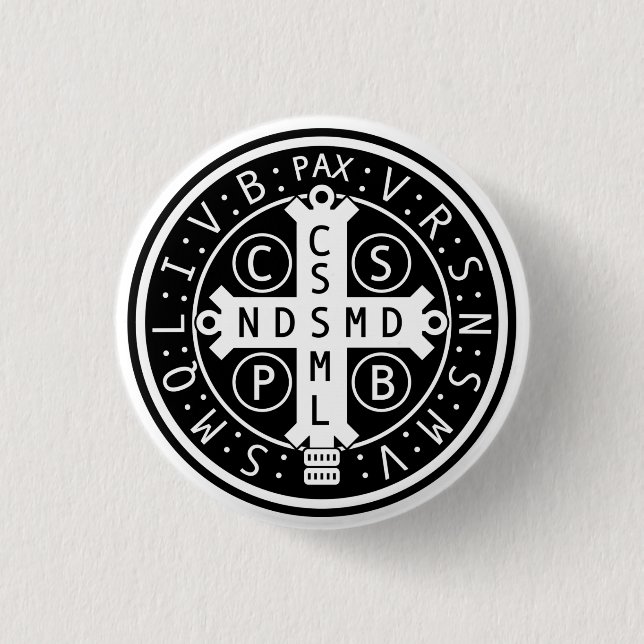 St. Benedict Medal Buttons, All Sizes & Shapes 3 Cm Round Badge (Front)