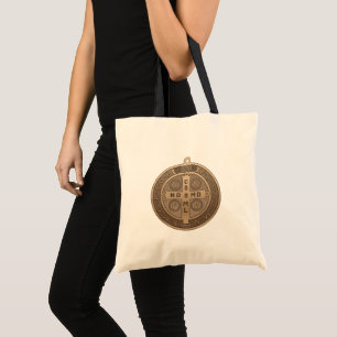 St Benedict Medal Catholic Protection Cross Tote Bag