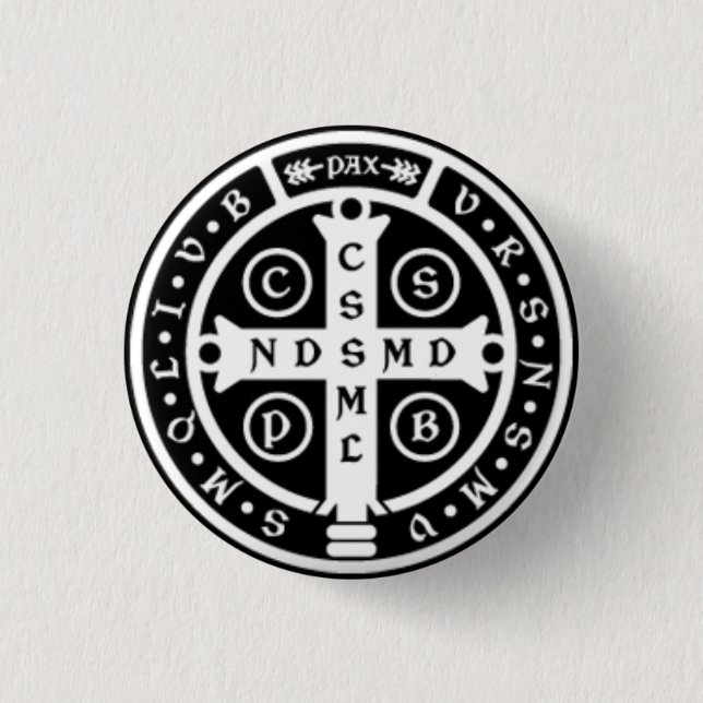 St. Benedict Medal Cross 3 Cm Round Badge (Front)