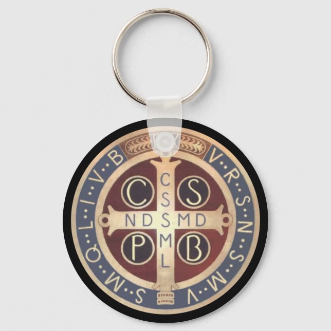 St. Benedict Medal Keychains, Various Styles Key Ring (Front)