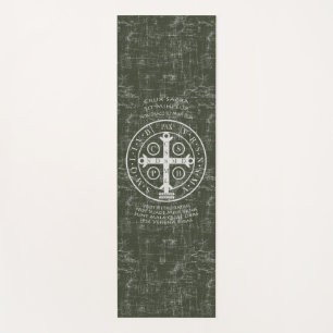 St Benedict Medal with Latin prayer  Yoga Mat