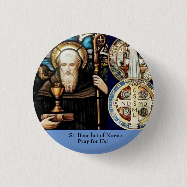 St. Benedict of Nursia 3 Cm Round Badge (Front)