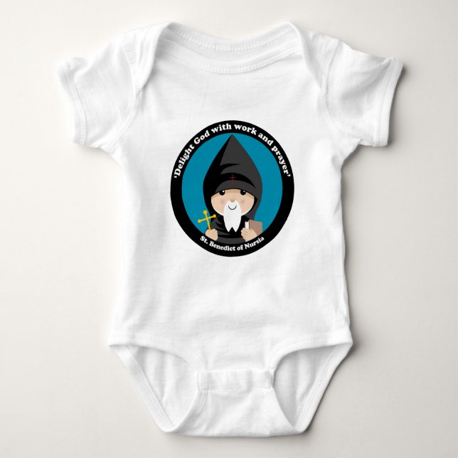 St Benedict of Nursia Baby Bodysuit (Front)