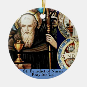 St. Benedict of Nursia Ceramic Tree Decoration