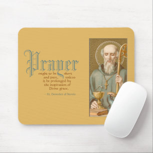 St. Benedict of Nursia (JM 07; Quote on Prayer) Mouse Pad