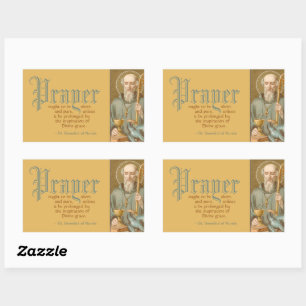 St. Benedict of Nursia (JM 07; Quote on Prayer) Rectangular Sticker