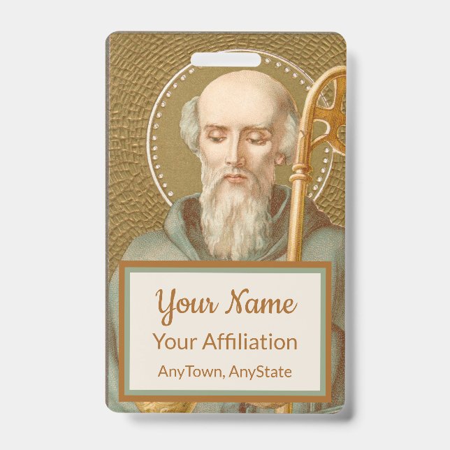 St. Benedict of Nursia (JM 07; Style 2) ID Badge (Front)
