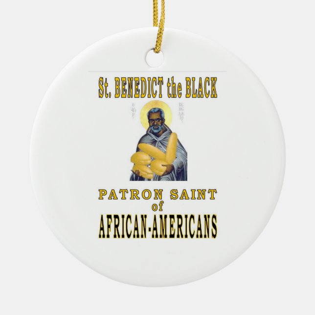 ST. BENEDICT the BLACK Ceramic Tree Decoration (Front)