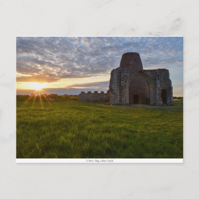 St Benet's Abbey sunset postcard (Front)
