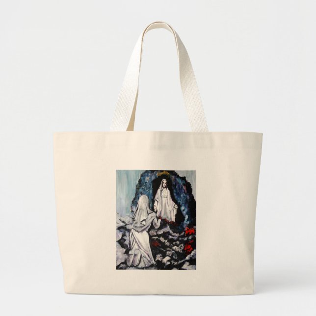 St Bernadette at the Grotto Large Tote Bag (Front)