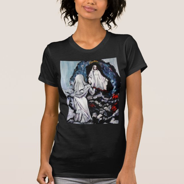 St Bernadette at the Grotto T-Shirt (Front)