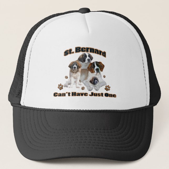 St. Bernard Can't Have Just One Apparel Trucker Hat (Front)