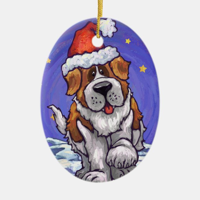 St. Bernard Christmas Ceramic Tree Decoration (Front)