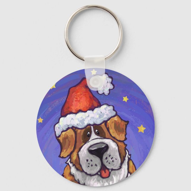 St. Bernard Christmas Key Ring (Front)