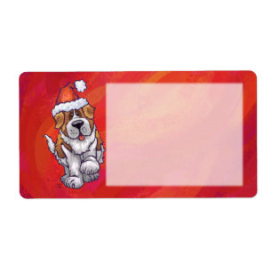 St. Bernard Christmas On Red