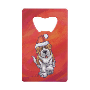 St. Bernard Christmas On Red