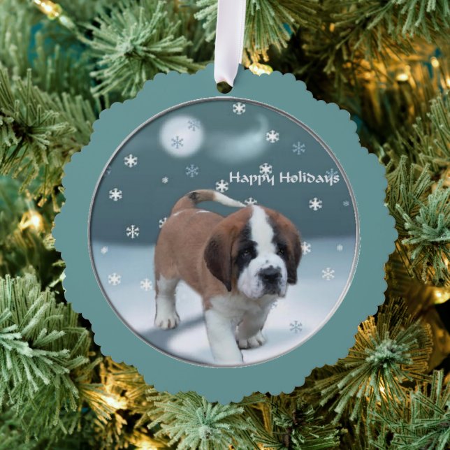 St Bernard Christmas Tree Decoration Card (Insitu (Tree))