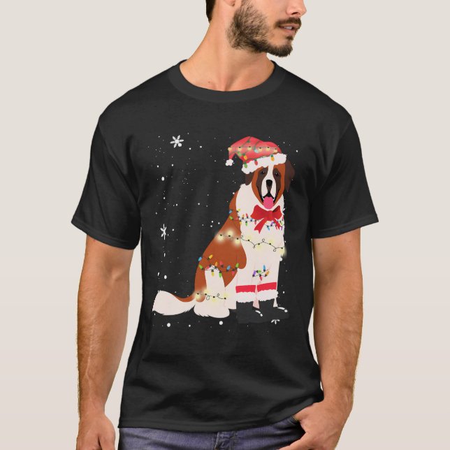 St Bernard Dog Christmas Tree Xmas Mum Dad Gifts T-Shirt (Front)