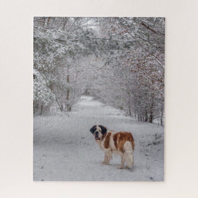 St Bernard dog in the snow Jigsaw Puzzle (Vertical)