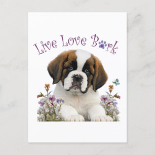 St. Bernard Dog Mum Floral Postcard